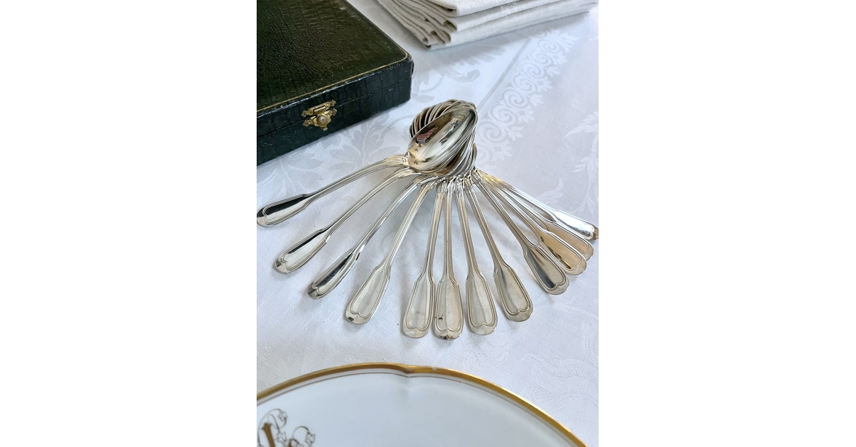 12 CUILLERES A Dessert Metal Argente Ravinet Denfert EUR 50,00
